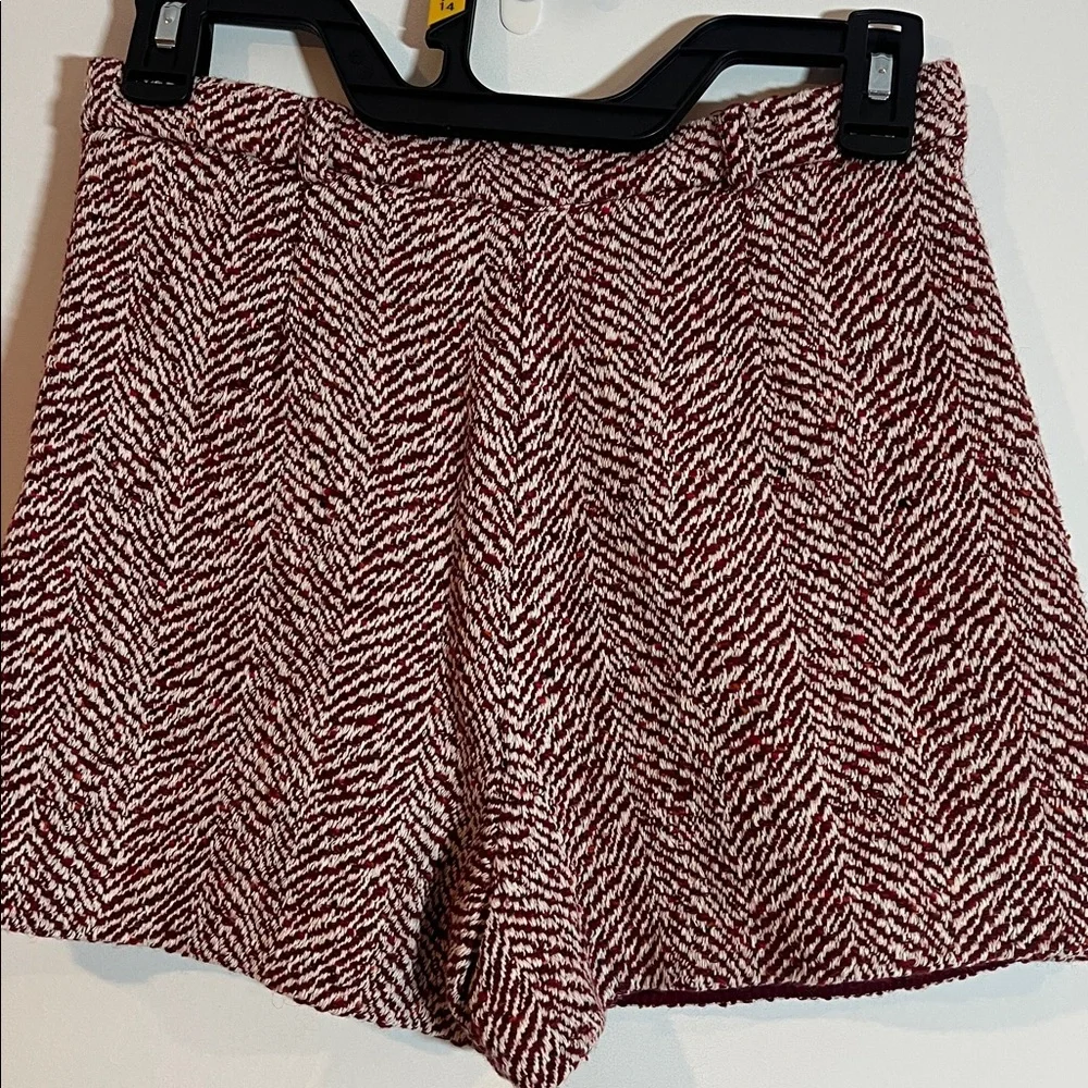Zara Burgundy and White Knit Shorts